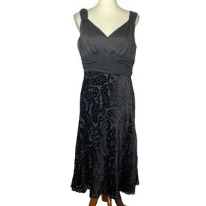 Bandolino Dress Womens 10‎ Black Satin Velvet Alexandria Formal Dark Romantic